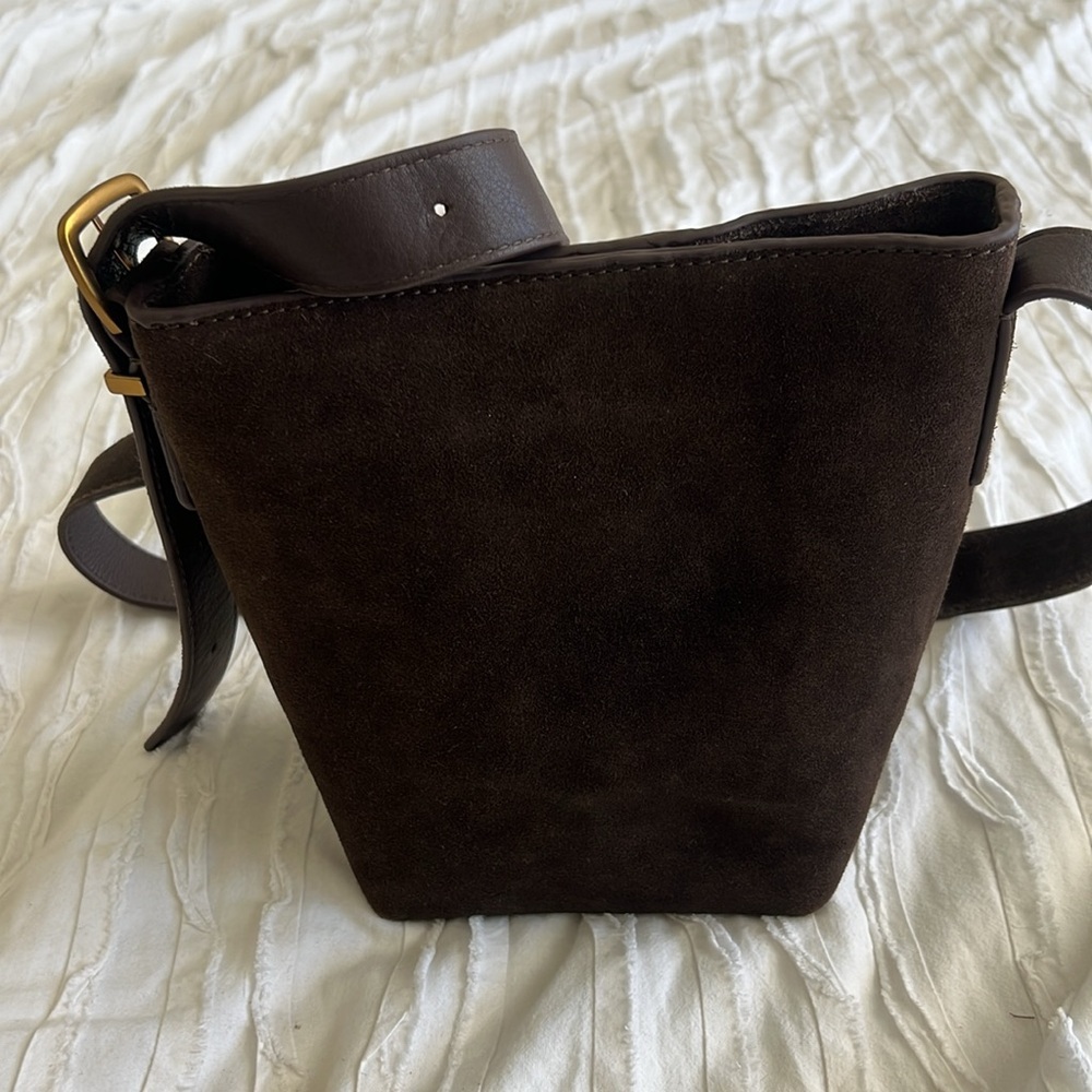 Mini Brown Suede Bucket Bag - Picture 6 of 11